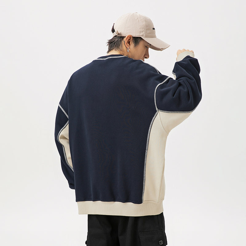 400G重磅撞色拼接車縫長袖T-Shirt