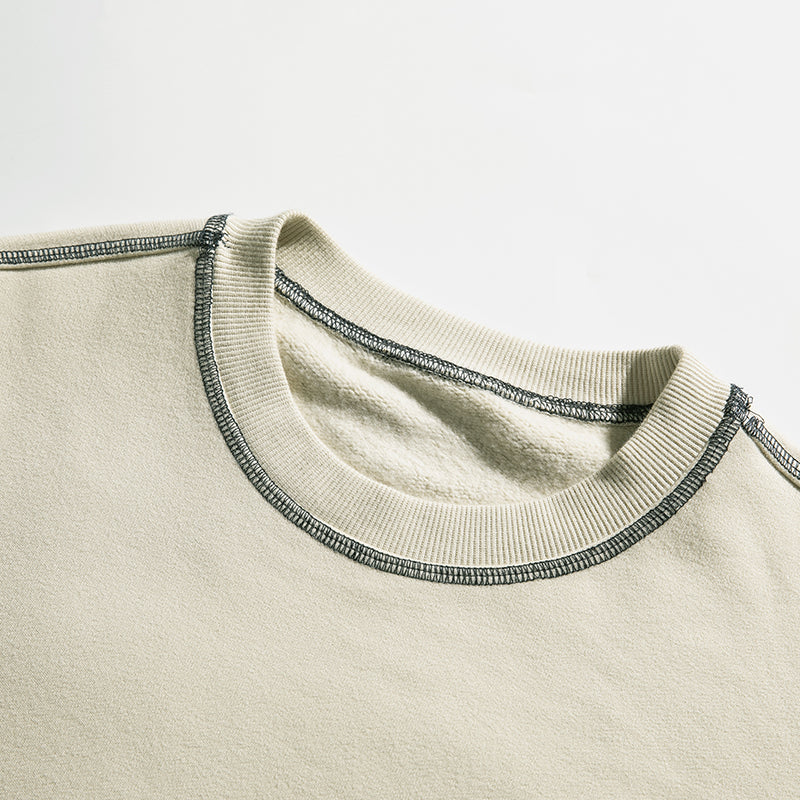 400G重磅撞色拼接車縫長袖T-Shirt