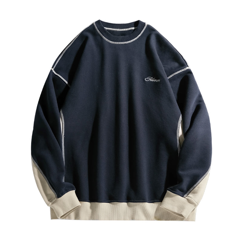 400G重磅撞色拼接車縫長袖T-Shirt