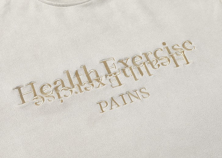 撞色字母刺繡明線設計短袖T-Shirt(2色)