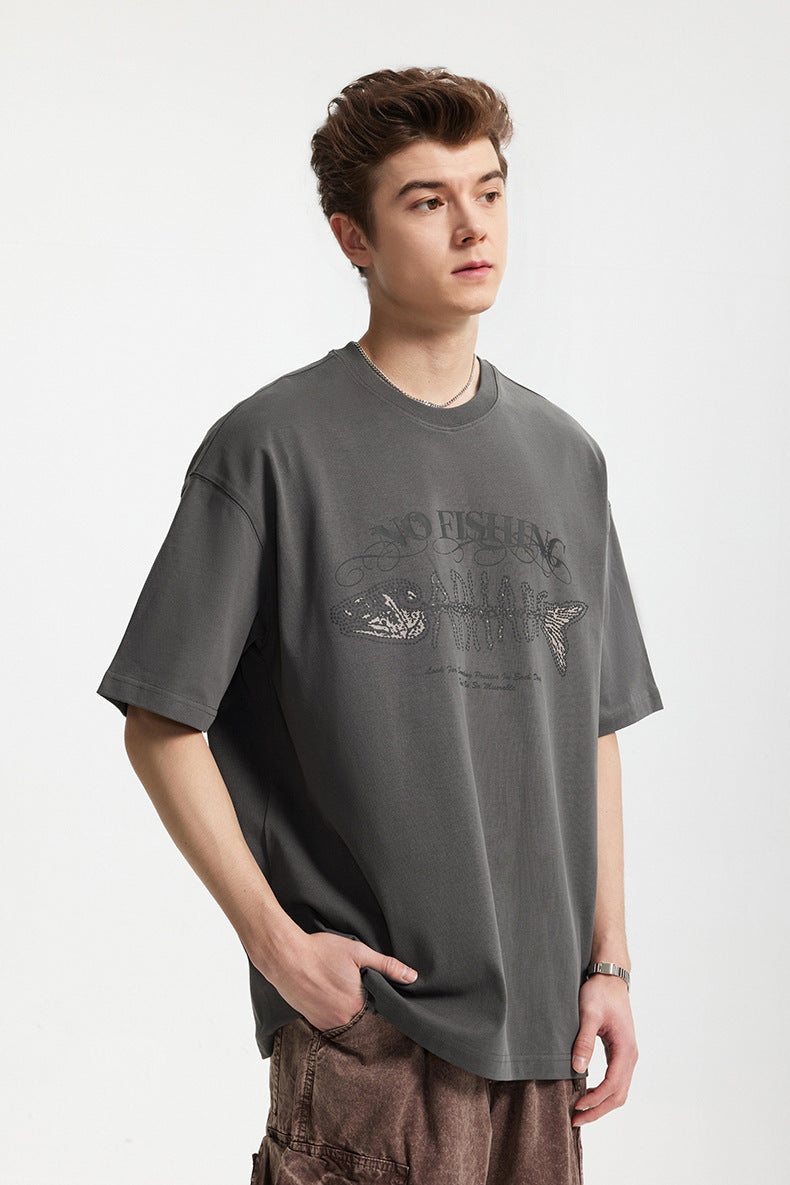 265G重磅魚骨發泡印花短袖T-SHIRT(2色)