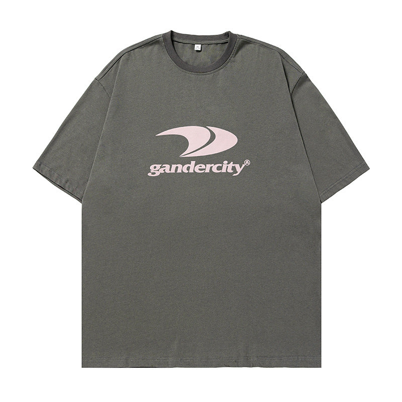 街頭感純棉字母印花短袖T-Shirt(4色)