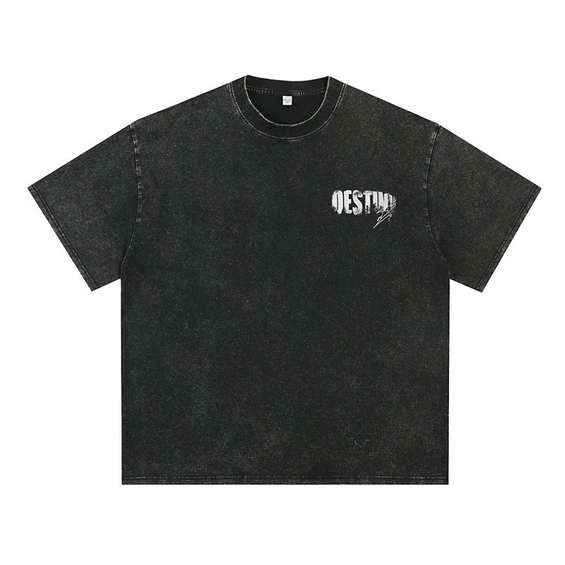 破碎肌理字母印花短袖T-Shirt(3色)