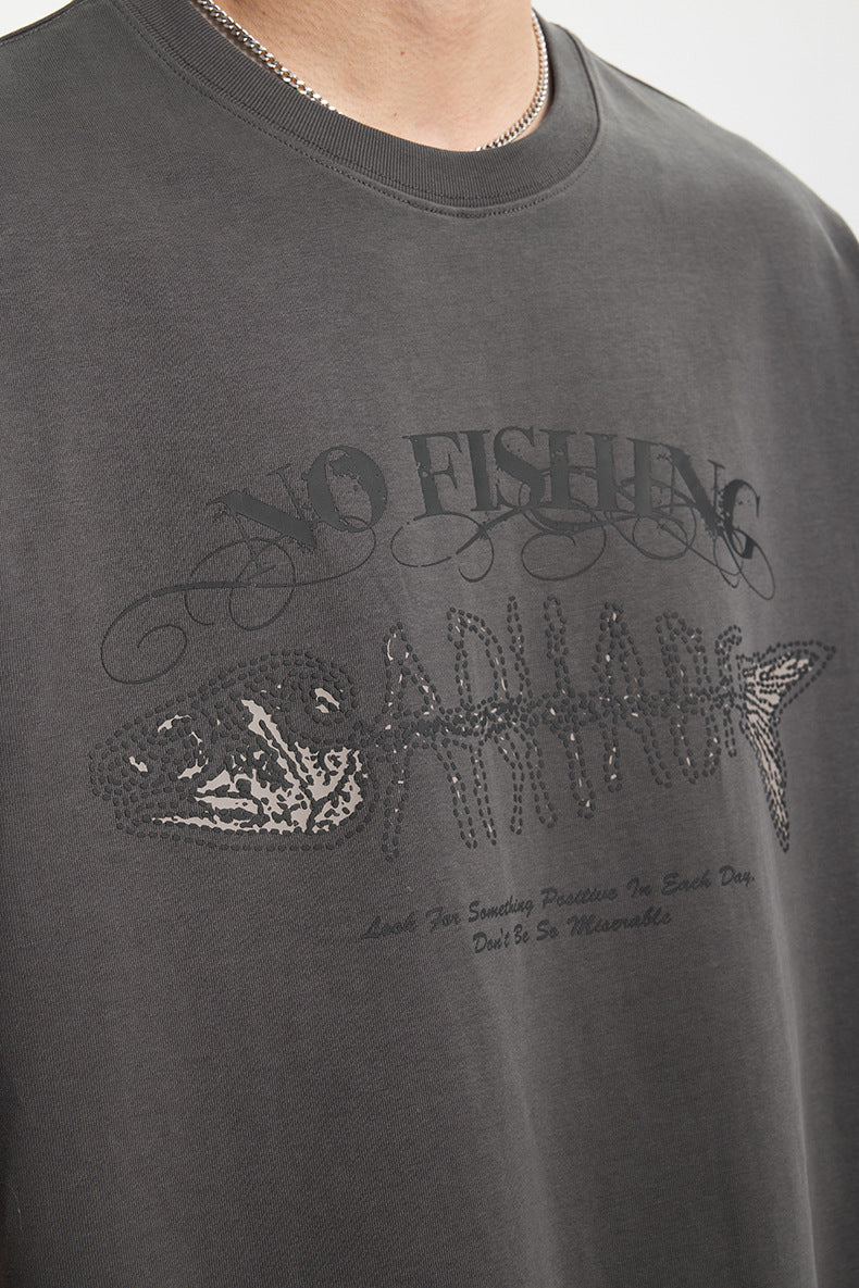 265G重磅魚骨發泡印花短袖T-SHIRT(2色)