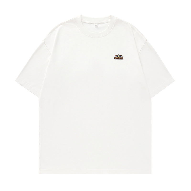 山系圖案刺繡貼標短袖T-Shirt(3色)