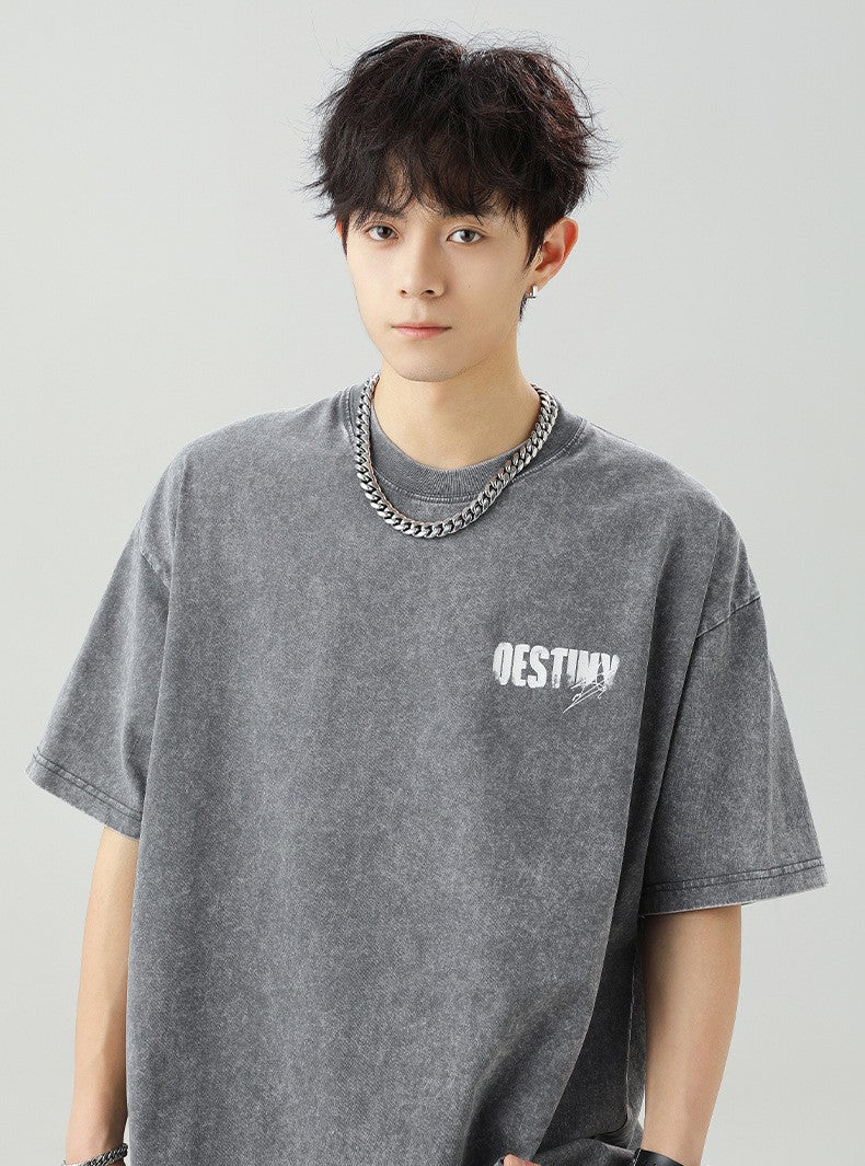 破碎肌理字母印花短袖T-Shirt(3色)