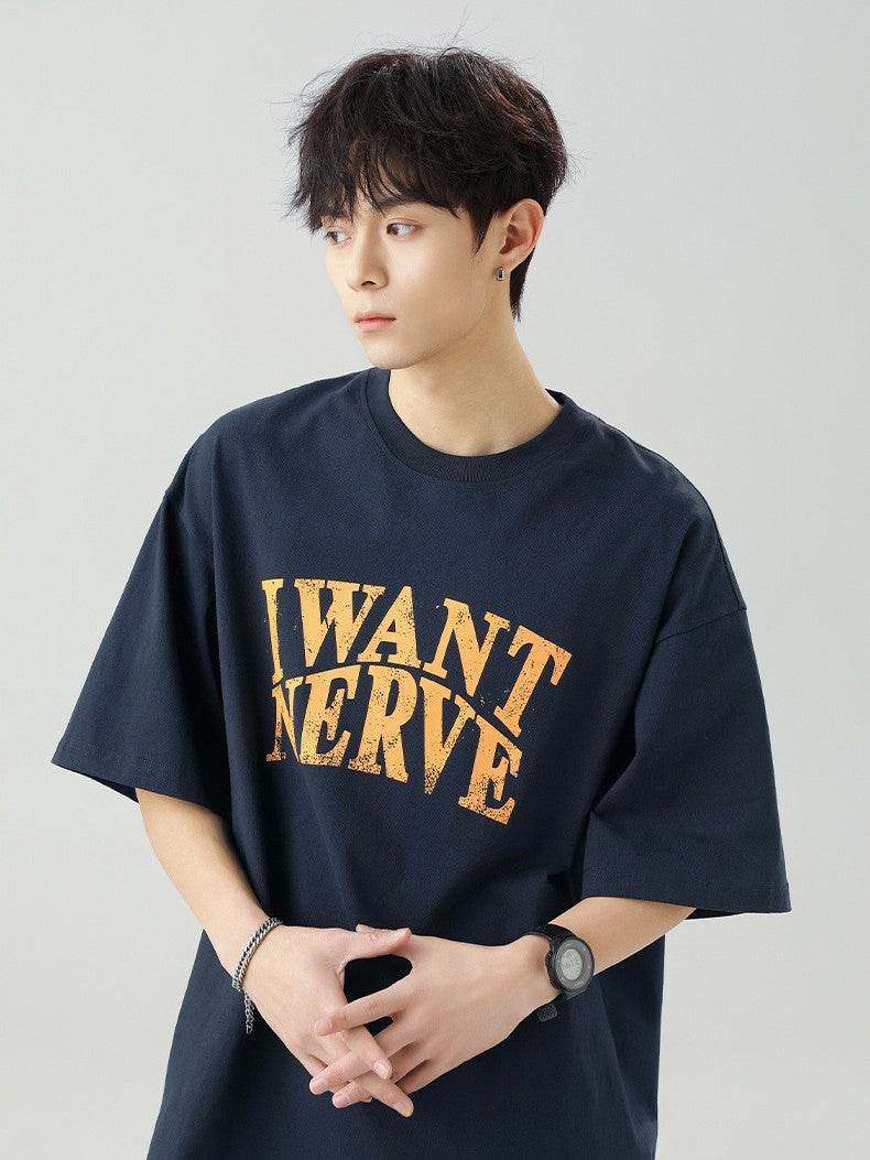 做舊撞色印花短袖T-Shirt(3色)