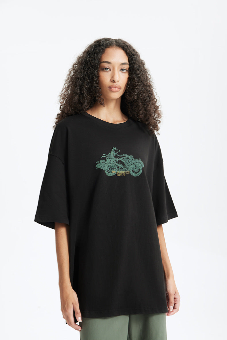 摩托小熊發泡印花短袖T-SHIRT(2色)