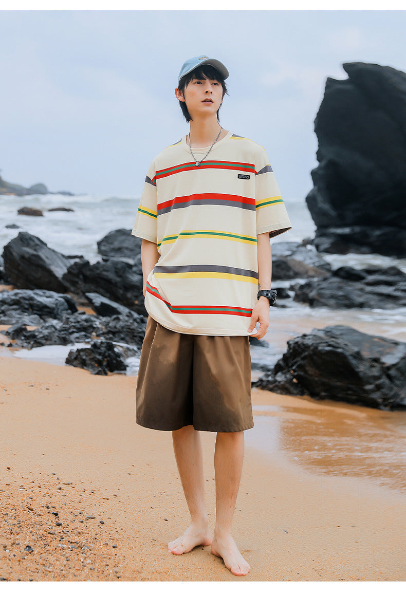 圓領條紋短袖T-Shirt
