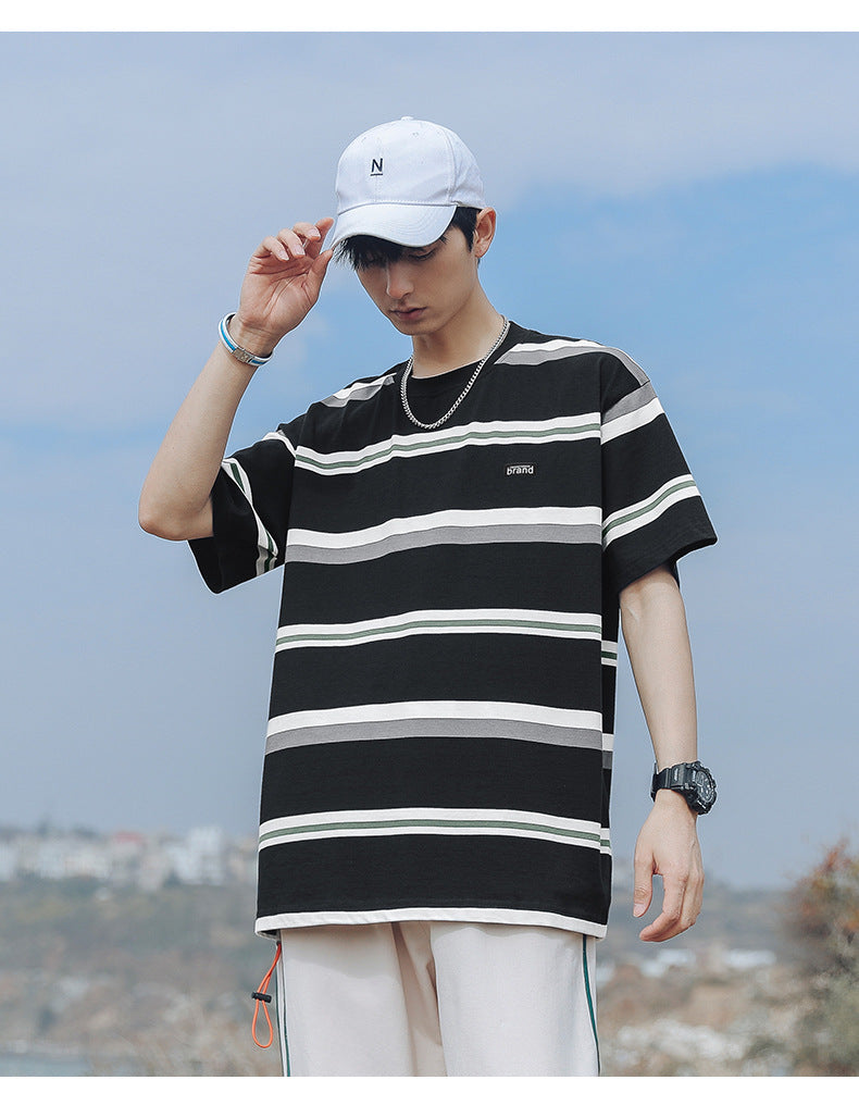 圓領條紋短袖T-Shirt