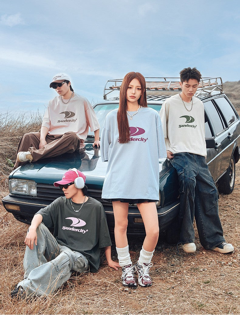 街頭感純棉字母印花短袖T-Shirt(4色)