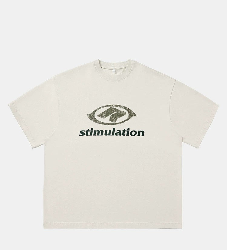 撞色字母復古印花短袖T-Shirt(3色)
