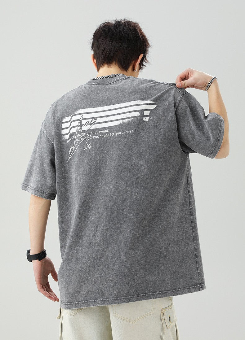 破碎肌理字母印花短袖T-Shirt(3色)