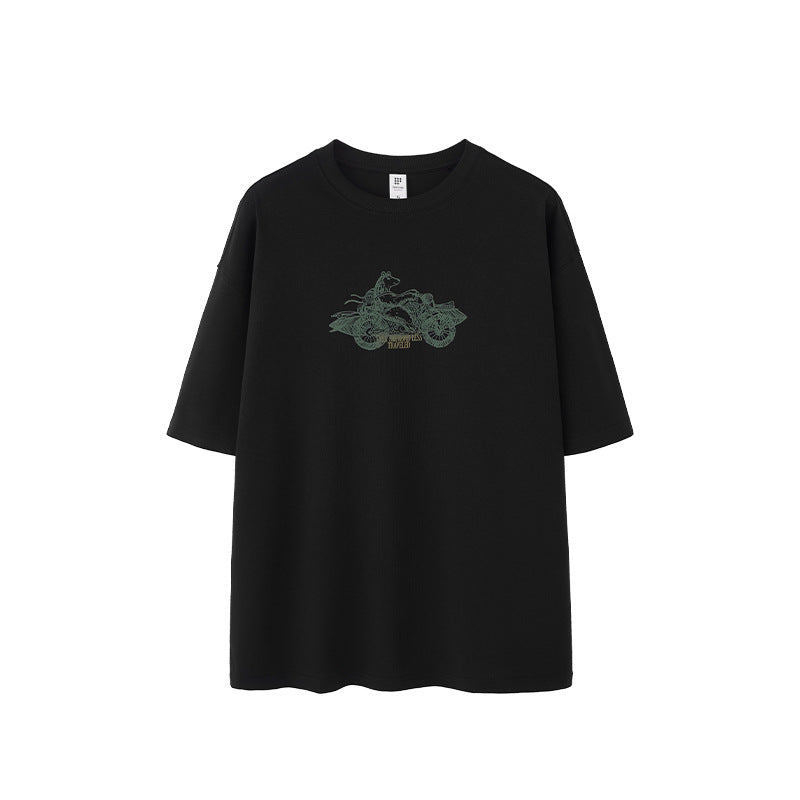 摩托小熊發泡印花短袖T-SHIRT(2色)