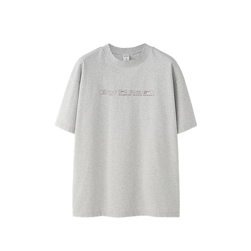 260G水洗磨破刺繡短袖T-SHIRT(2色)