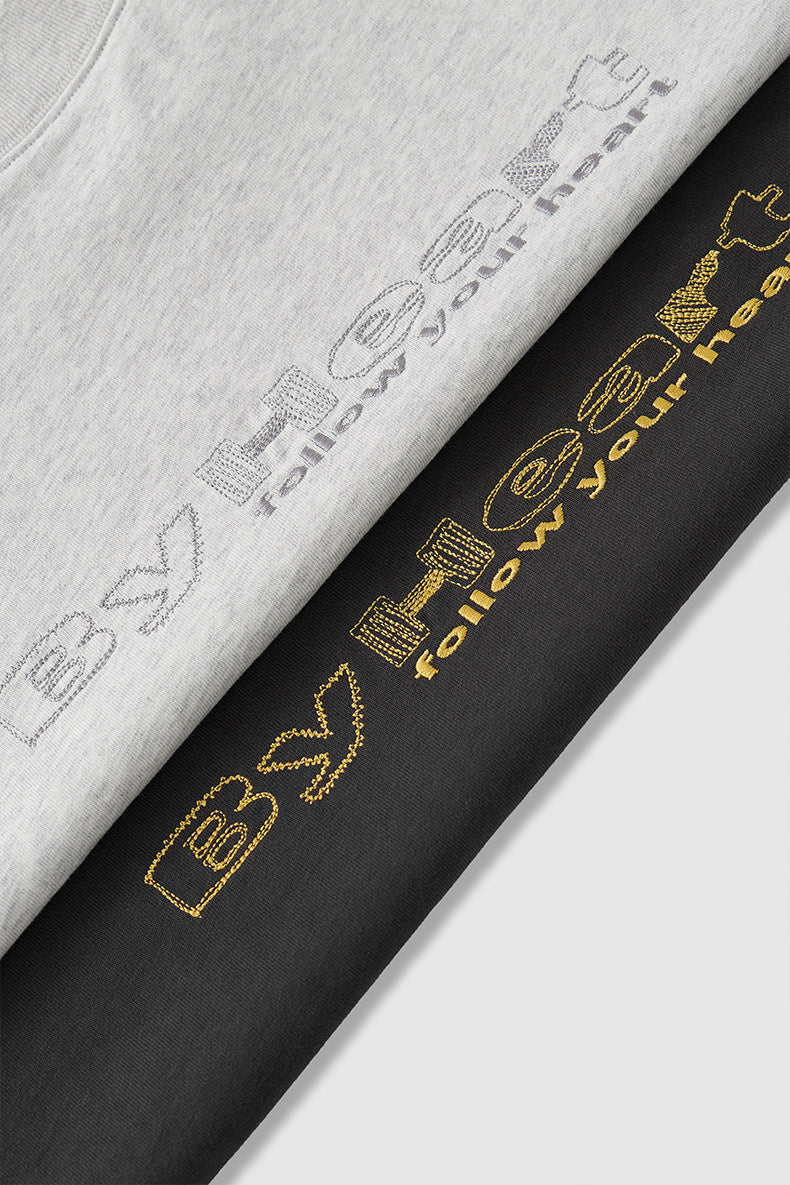 260G水洗磨破刺繡短袖T-SHIRT(2色)