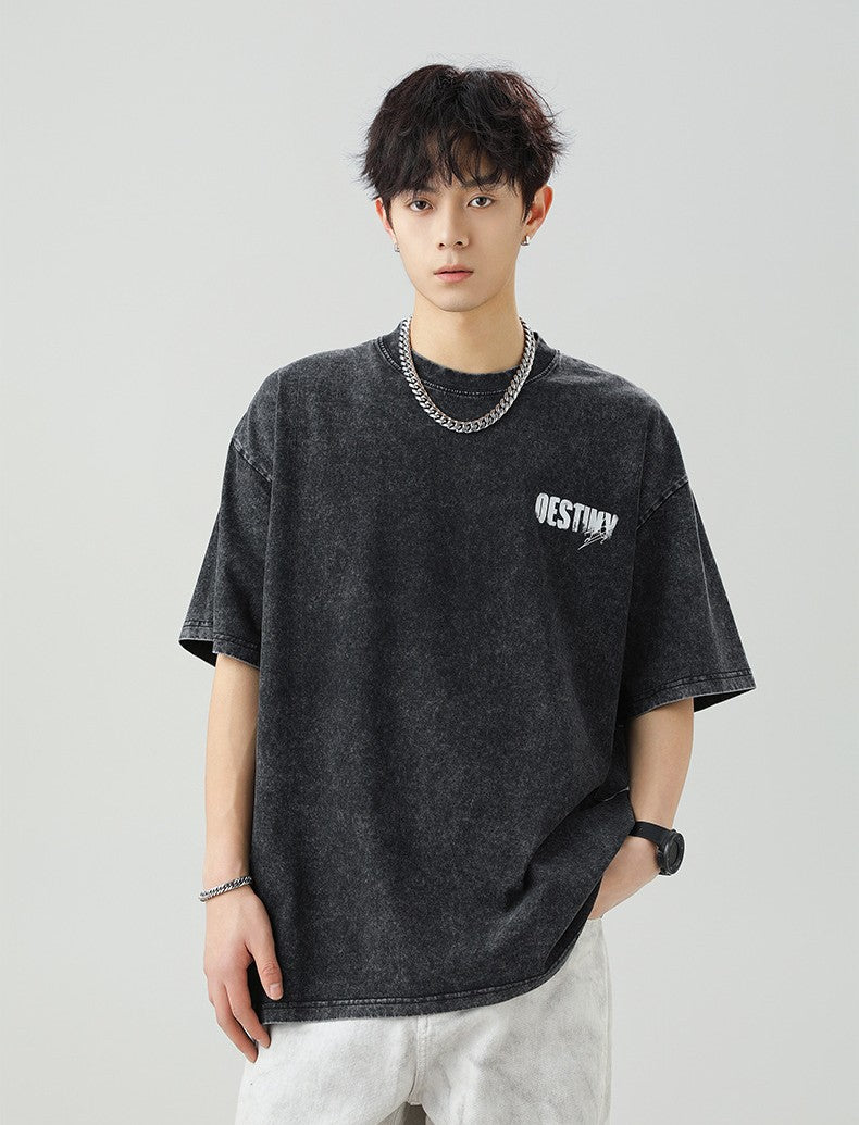 破碎肌理字母印花短袖T-Shirt(3色)