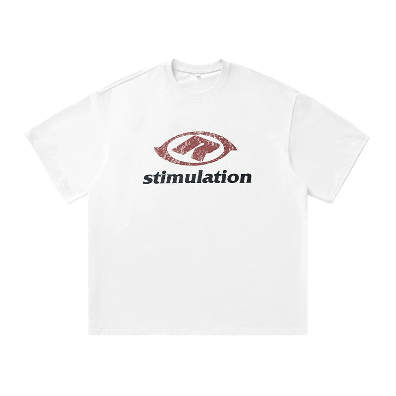 撞色字母復古印花短袖T-Shirt(3色)