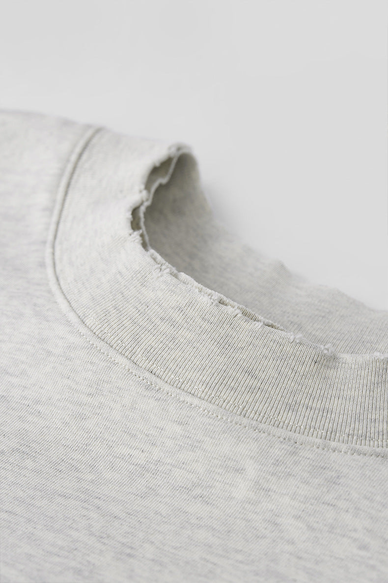 260G水洗磨破刺繡短袖T-SHIRT(2色)