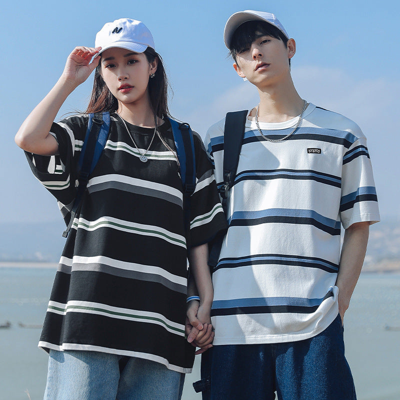 圓領條紋短袖T-Shirt