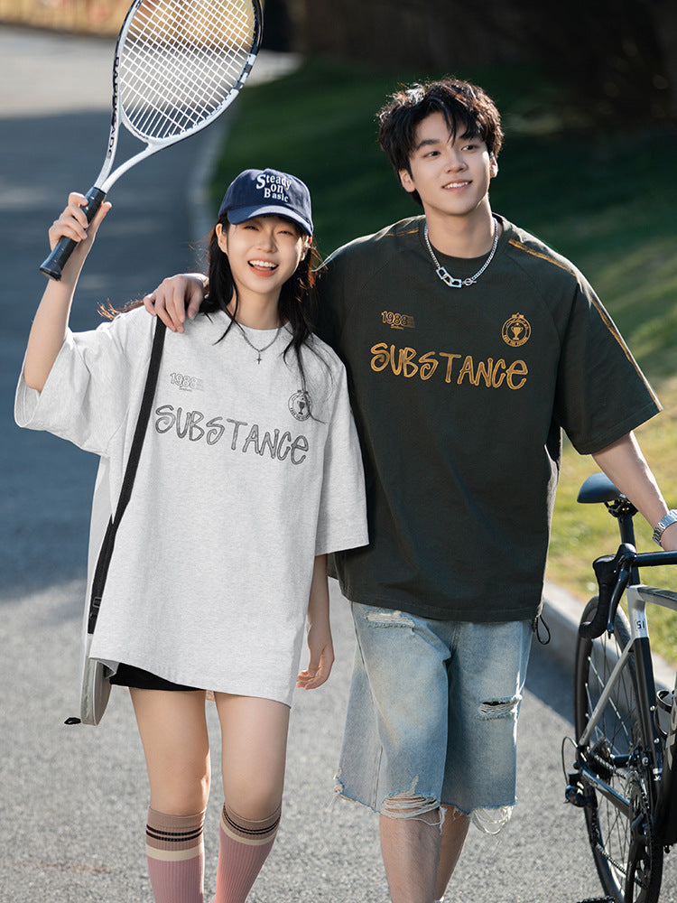 手繪字母印花短袖T-Shirt(2色)