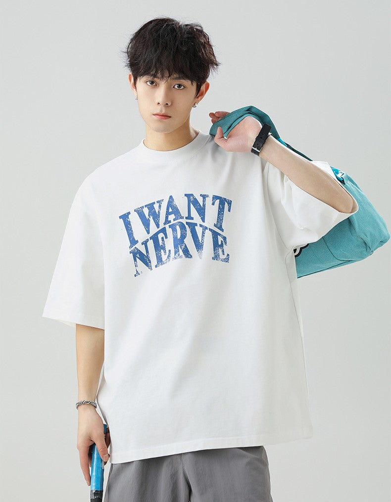 做舊撞色印花短袖T-Shirt(3色)