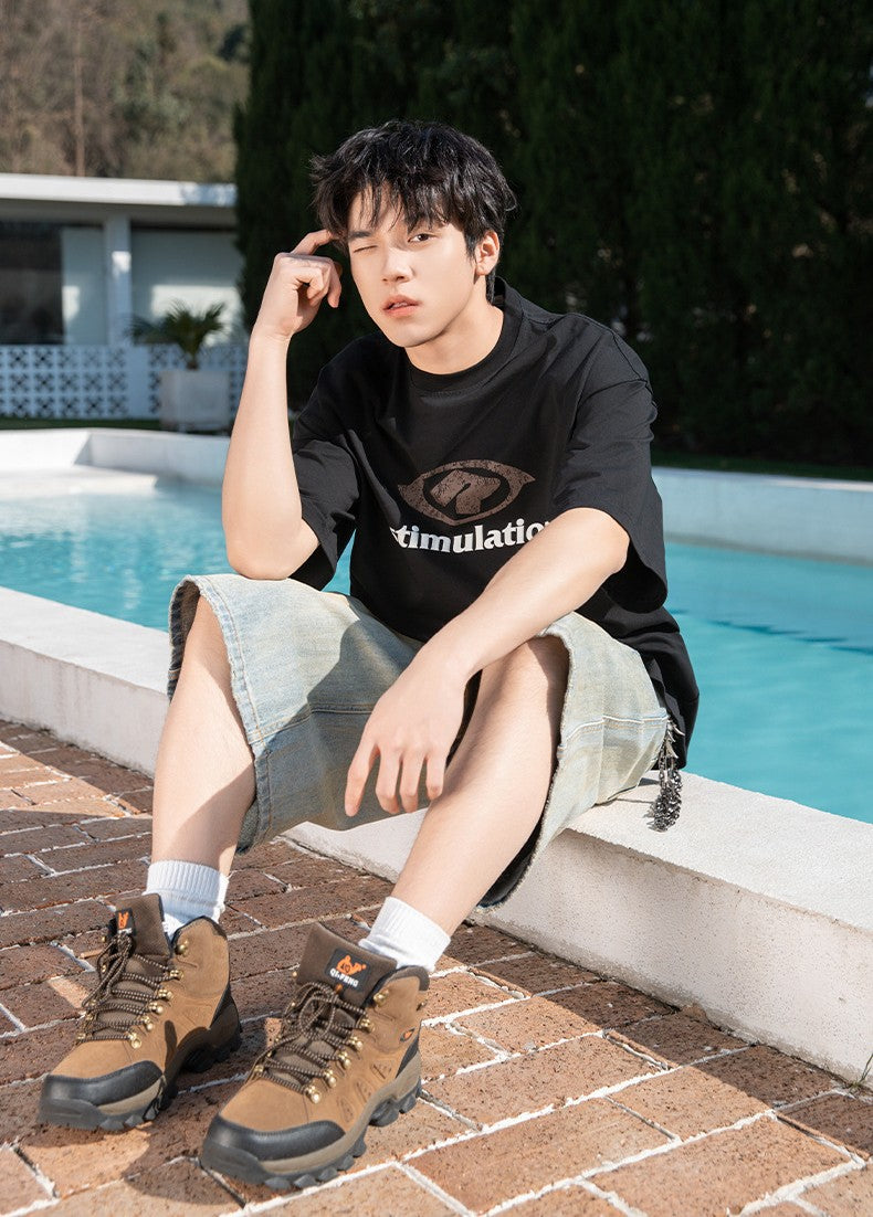 撞色字母復古印花短袖T-Shirt(3色)