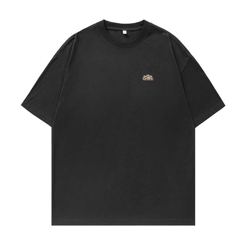 山系圖案刺繡貼標短袖T-Shirt(3色)