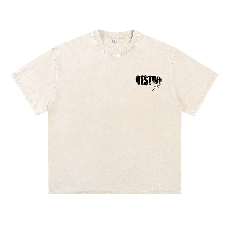 破碎肌理字母印花短袖T-Shirt(3色)