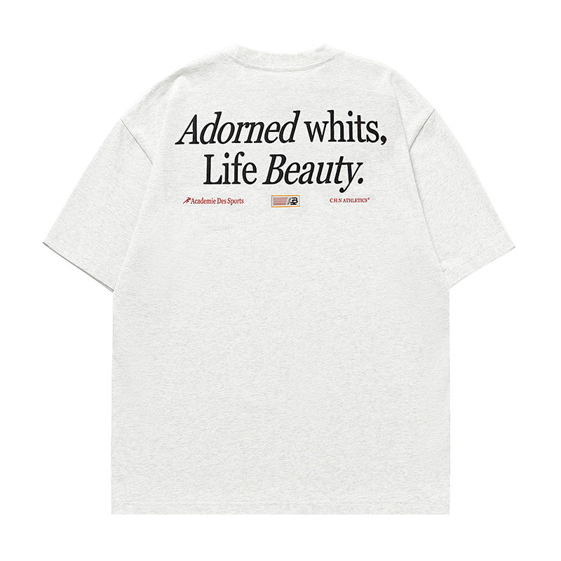 美式字母印花圓領短袖T-Shirt