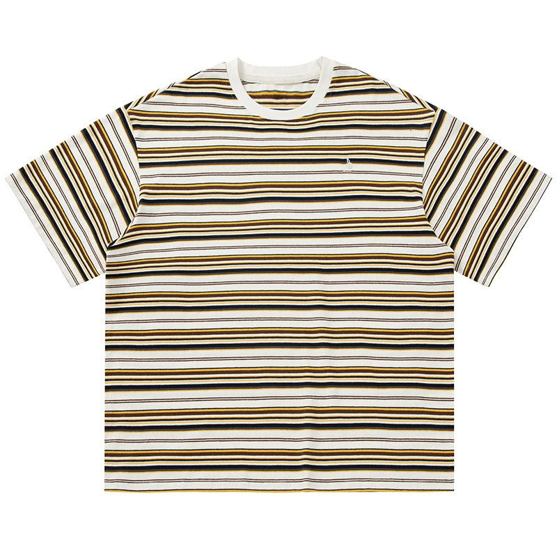 帆船LOGO繡花條紋短袖T-Shirt(3色)