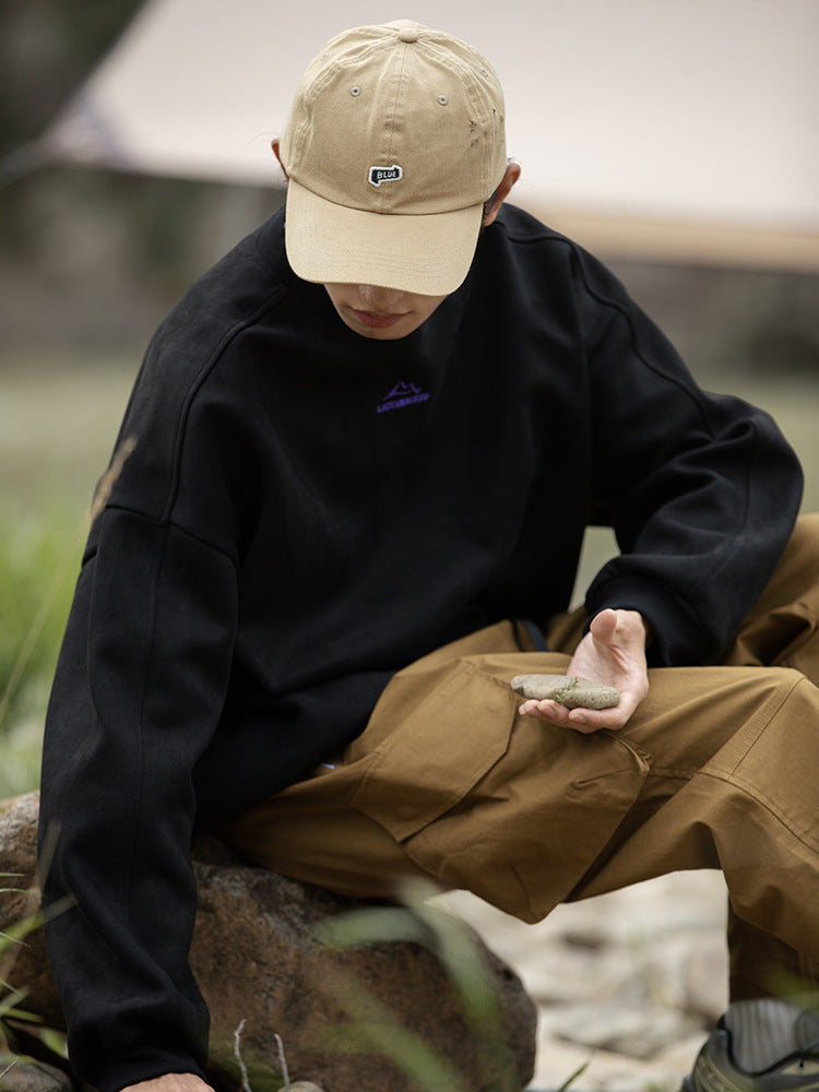 350克硬漢麂皮圓領長袖T-Shirt(5色)