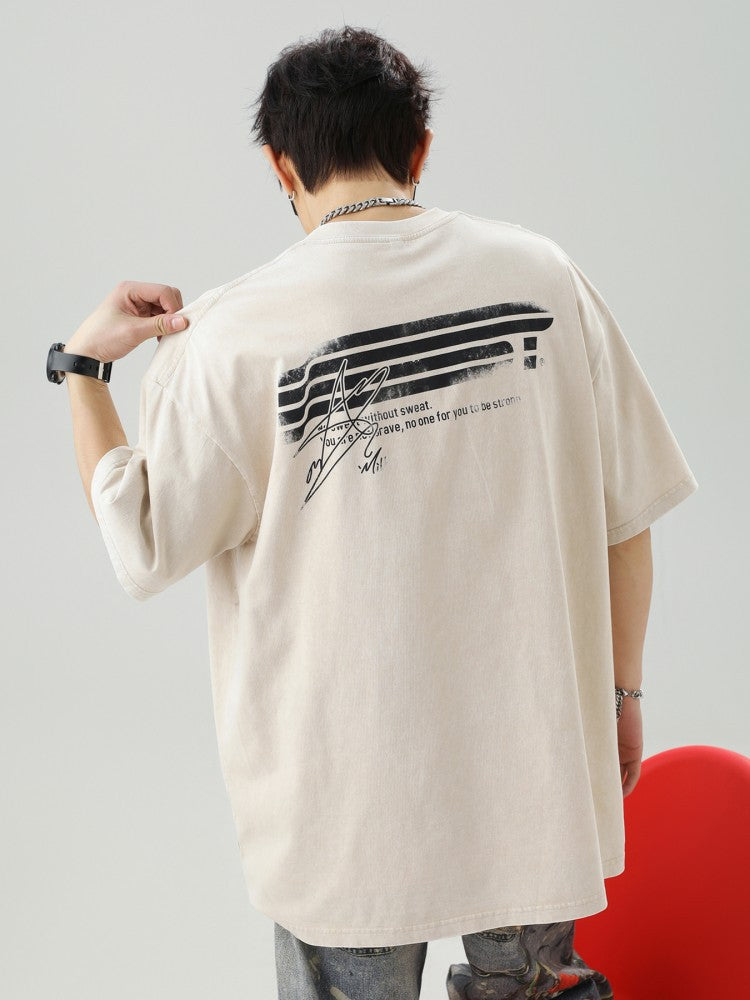 破碎肌理字母印花短袖T-Shirt(3色)