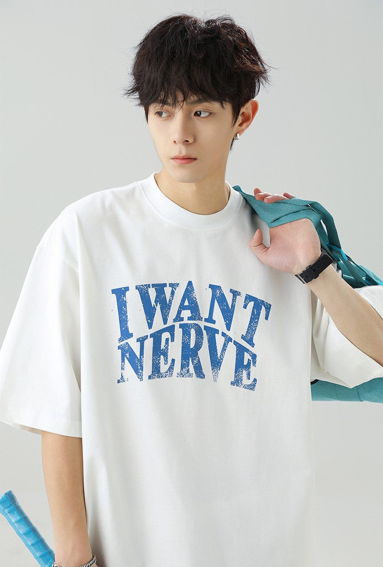 做舊撞色印花短袖T-Shirt(3色)