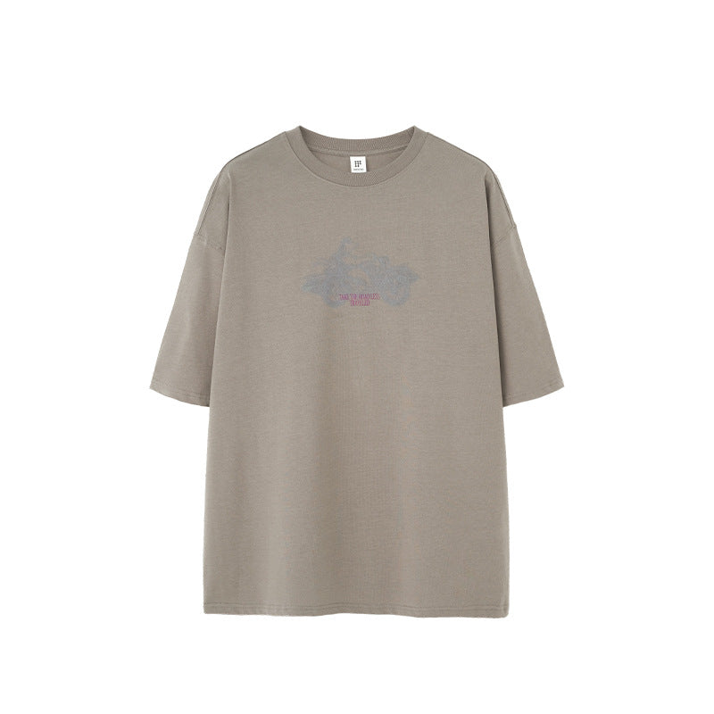 摩托小熊發泡印花短袖T-SHIRT(2色)