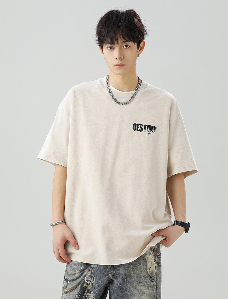 破碎肌理字母印花短袖T-Shirt(3色)
