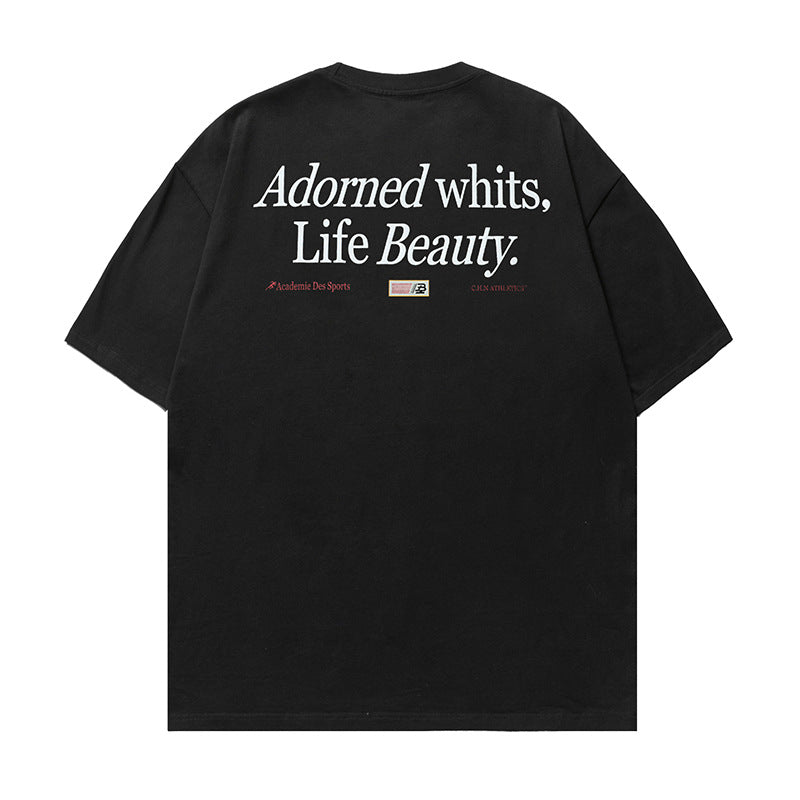 美式字母印花圓領短袖T-Shirt