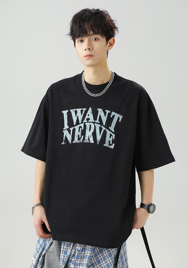 做舊撞色印花短袖T-Shirt(3色)