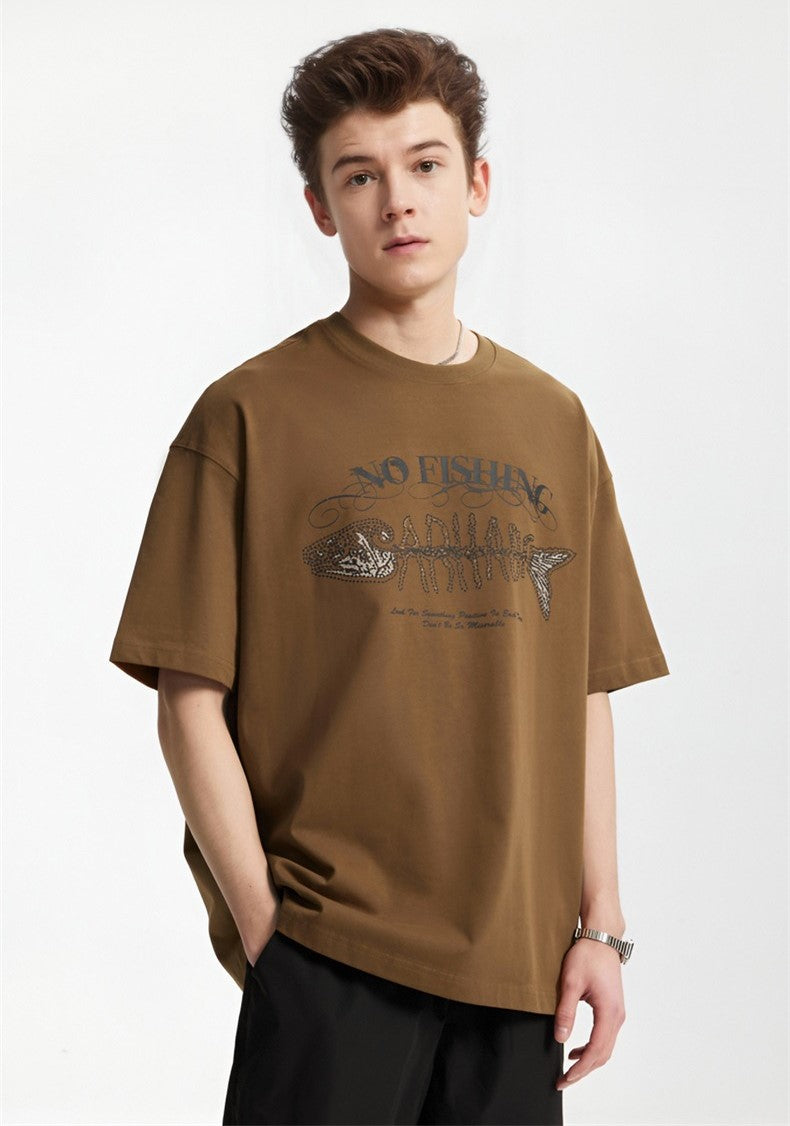 265G重磅魚骨發泡印花短袖T-SHIRT(2色)