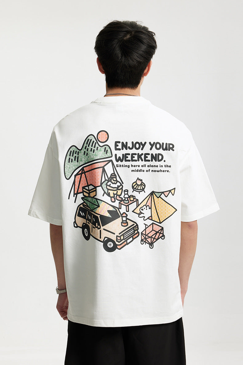 户外露營印花短袖T-SHIRT(2色)