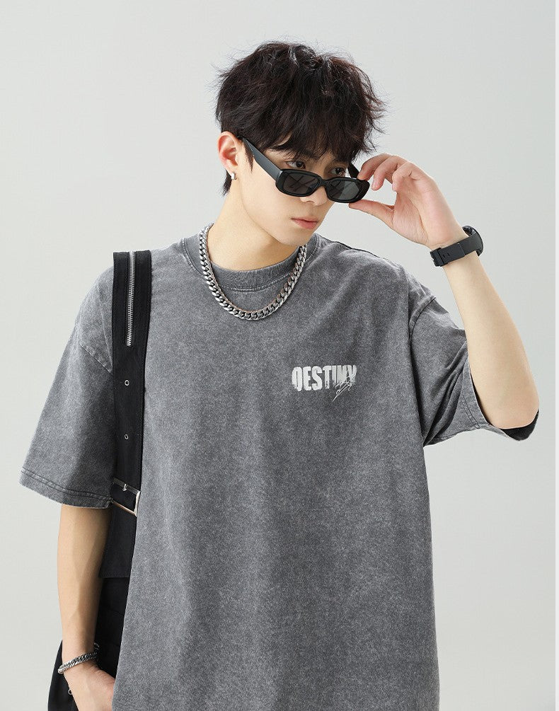 破碎肌理字母印花短袖T-Shirt(3色)