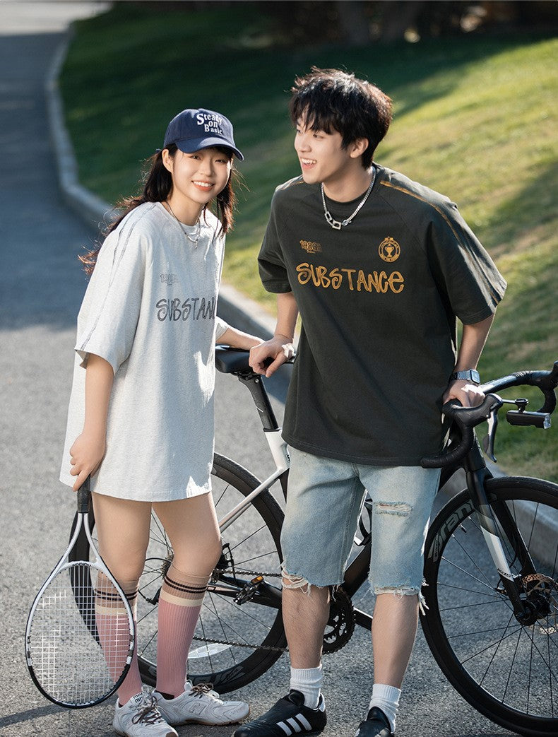 手繪字母印花短袖T-Shirt(2色)