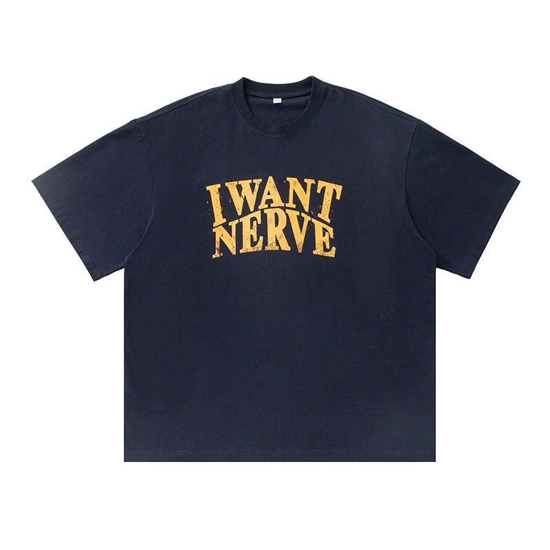 做舊撞色印花短袖T-Shirt(3色)