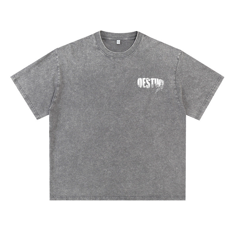 破碎肌理字母印花短袖T-Shirt(3色)