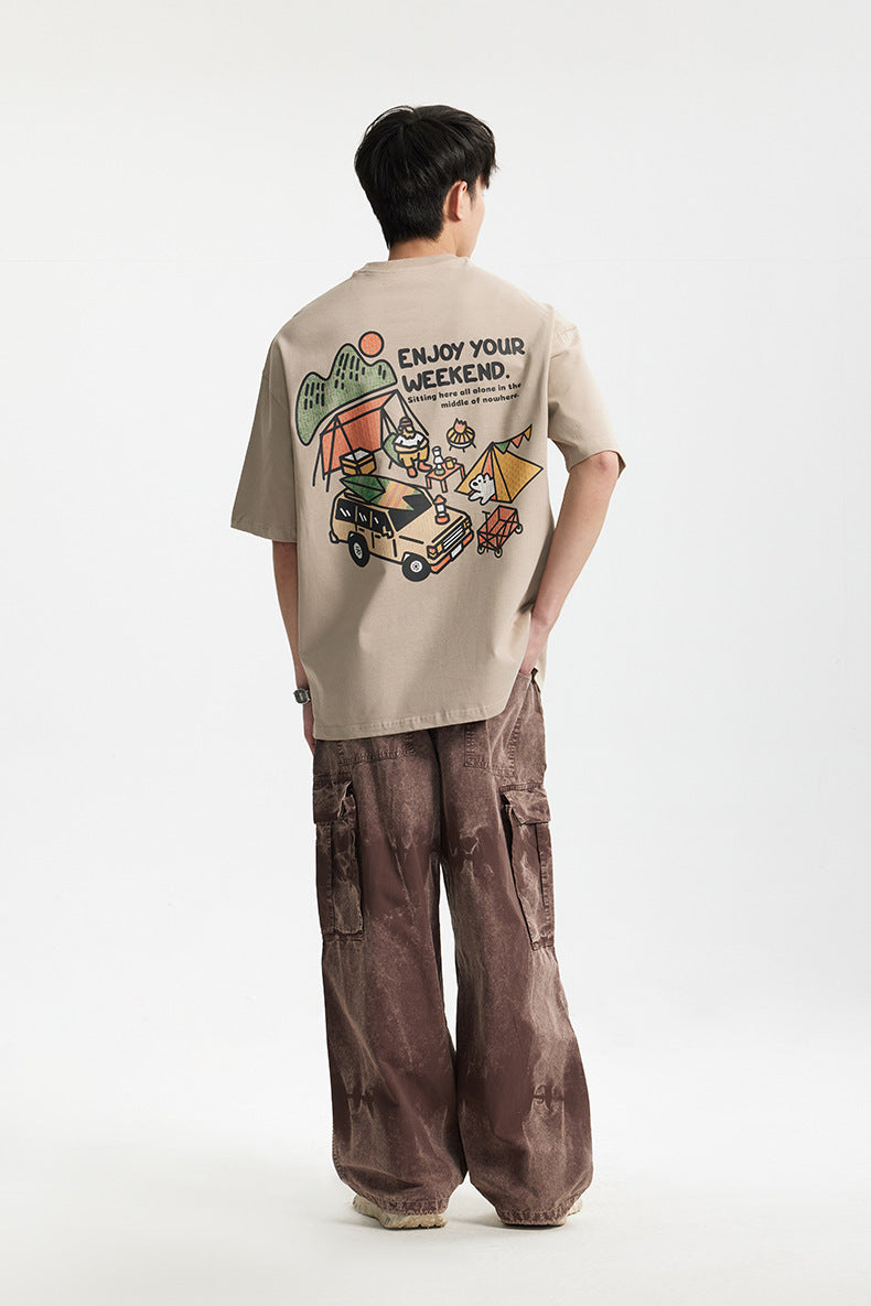 户外露營印花短袖T-SHIRT(2色)