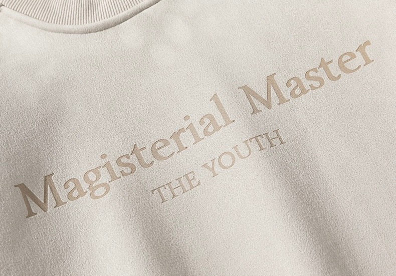 圓領麂皮绒字母印花長袖T-Shirt
