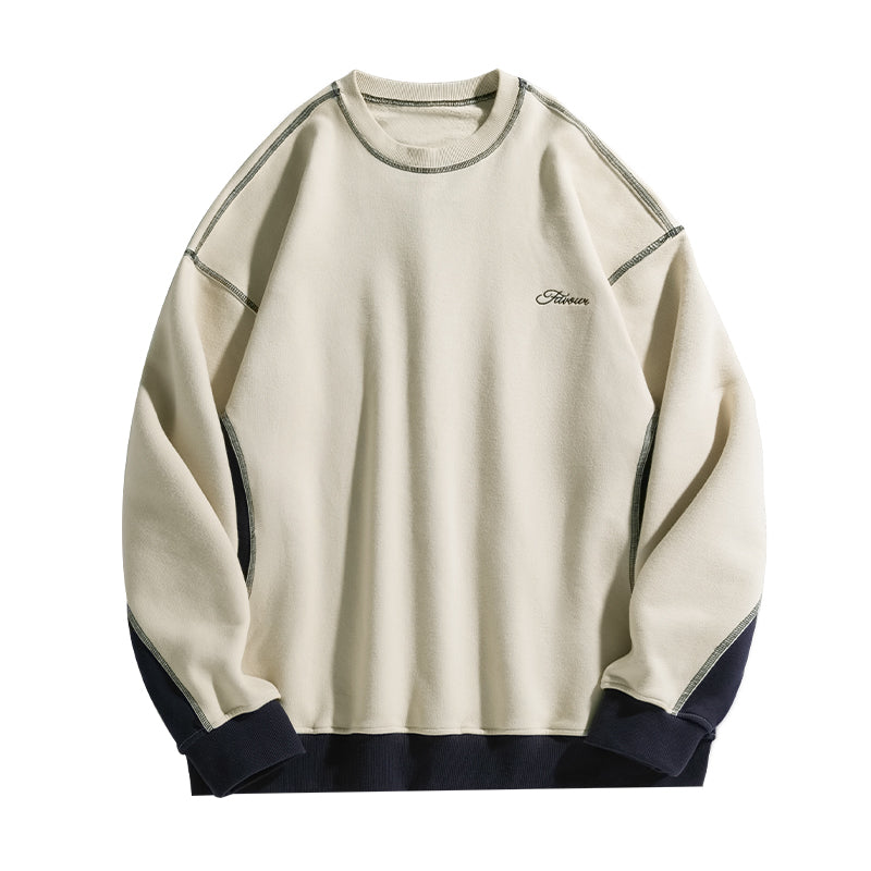 400G重磅撞色拼接車縫長袖T-Shirt