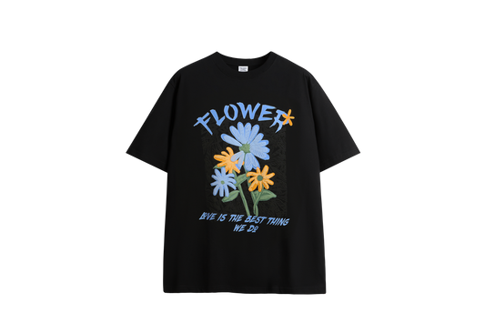 發泡花卉線條西岸短袖T-Shirt