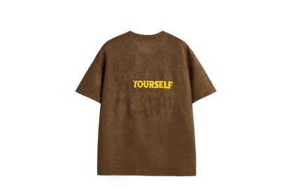 YOURSELF麂皮絨立體刺繡短袖T-Shirt