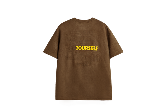 YOURSELF麂皮絨立體刺繡短袖T-Shirt